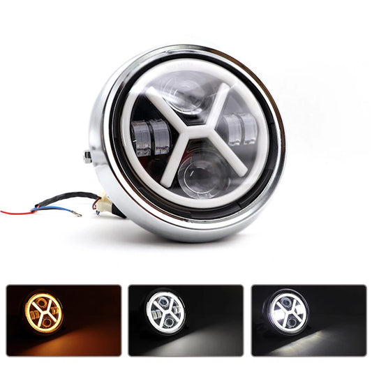 7'' LED Headlight High Low Beam Drl For Honda Cafer Racer Chopper Bobber Custom