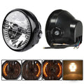 Motorcycle Black 7"Headlight LED Turn Signal Light For Harley Chopper Cafe Racer