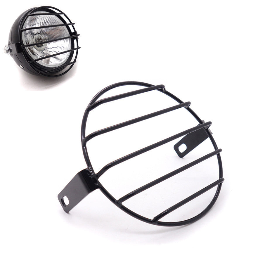 6.25" Retro Metal Motorcycle Grill Side Mount Headlight Cover Mask Cafe Racer