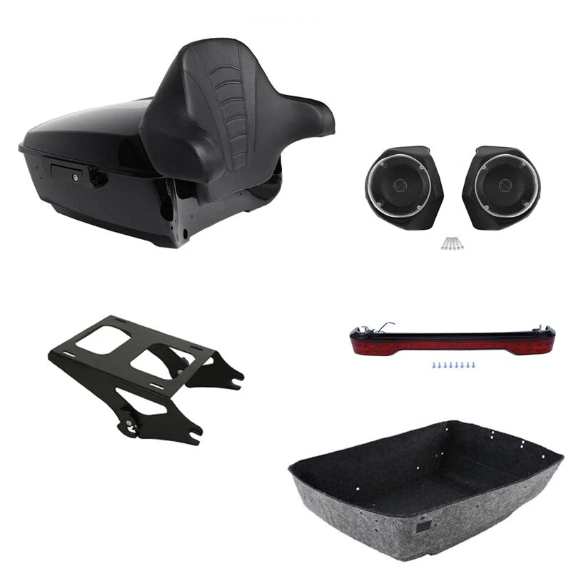 King Trunk Backrest Mount Speakers Light Fit For Harley Touring models 2014-2026