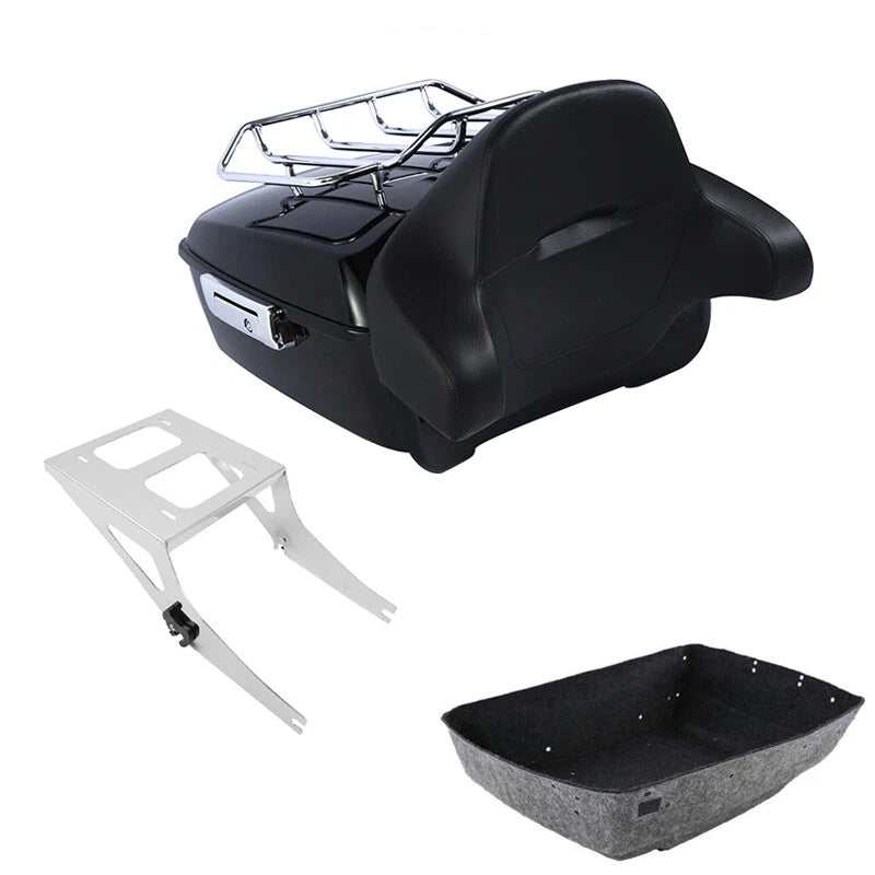 King Trunk Backrest Pad Rack Mount Fit For Harley Fat Boy 2008-17