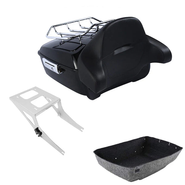 King Trunk Backrest Pad Rack Mount Fit For Harley Fat Boy 2008-17
