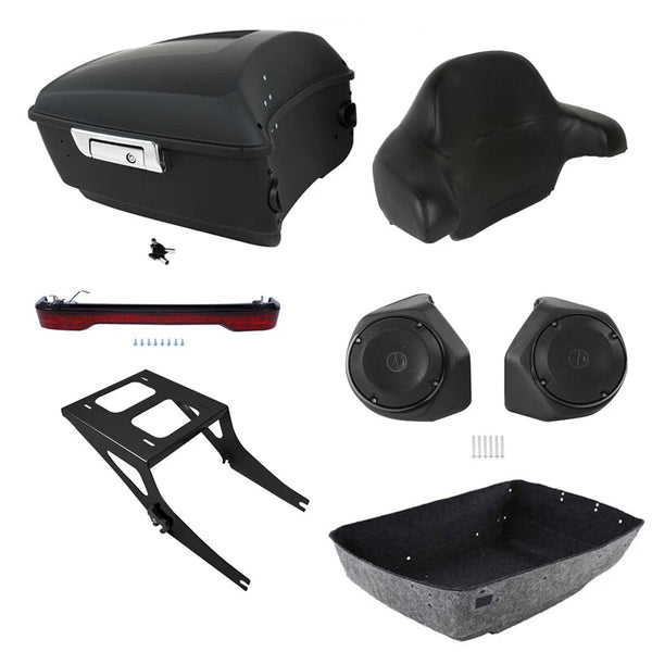 King Trunk Backrest Speakers Tail Light Mount Fit For Harley Fatboy 08-2017