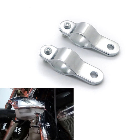 Chrome Turn Signal Fog Light Mount Bracket Clamp For Roll Cage Guard Bar Tube