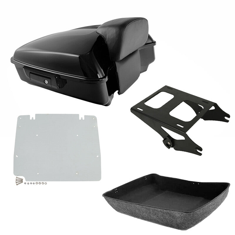 Chopped Trunk Black Mount Rack Plate For Harley Touring Street Road Glide 14-26