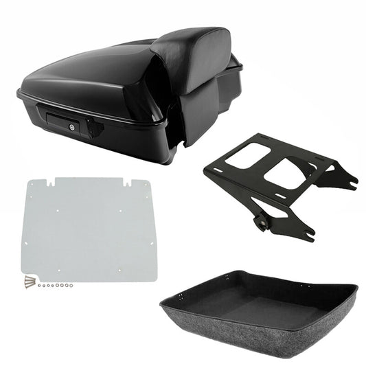Chopped Trunk Black Mount Rack Plate For Harley Touring Street Road Glide 14-26