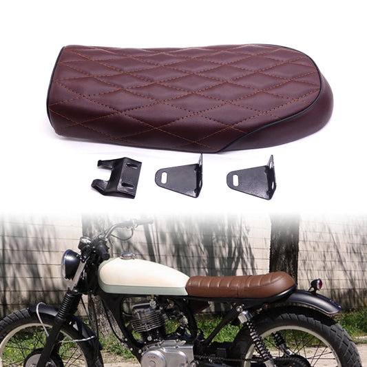 Brown Diamond Flat Brat Saddle Vintage Cafe Racer Seat For Honda CB200 CB350