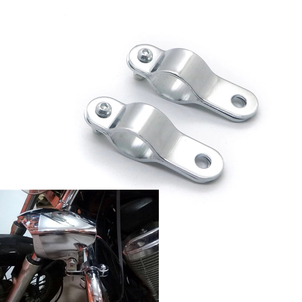 Chrome Turn Signal Fog Light Mount Bracket Clamp For Roll Cage Guard Bar Tube