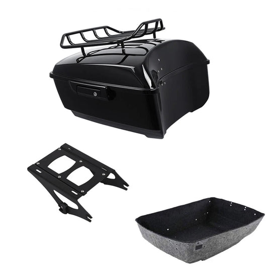 Black King Trunk Top Rack Mount Rack Fit For Harley Touring 14-Up