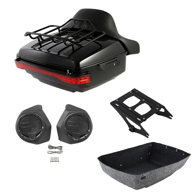 King Trunk Pad Rack Mount Light Speaker Fit For Harley Touring Models 14-Up