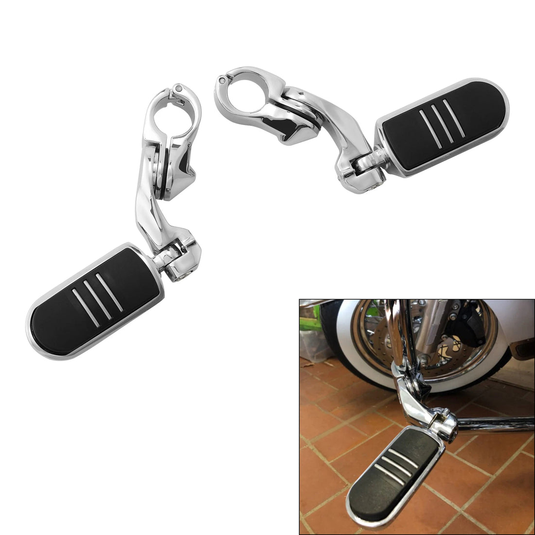 1 1/4" Short Angled Highway Foot Pegs Mount Fit For Harley Touring Street Glide