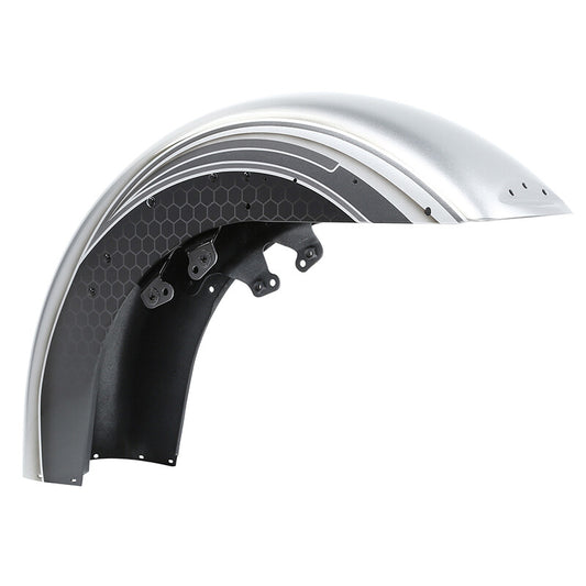 Front Fender Fits For Harley Electra Glide 2014-2024 Silver/Black Honeycomb Fade