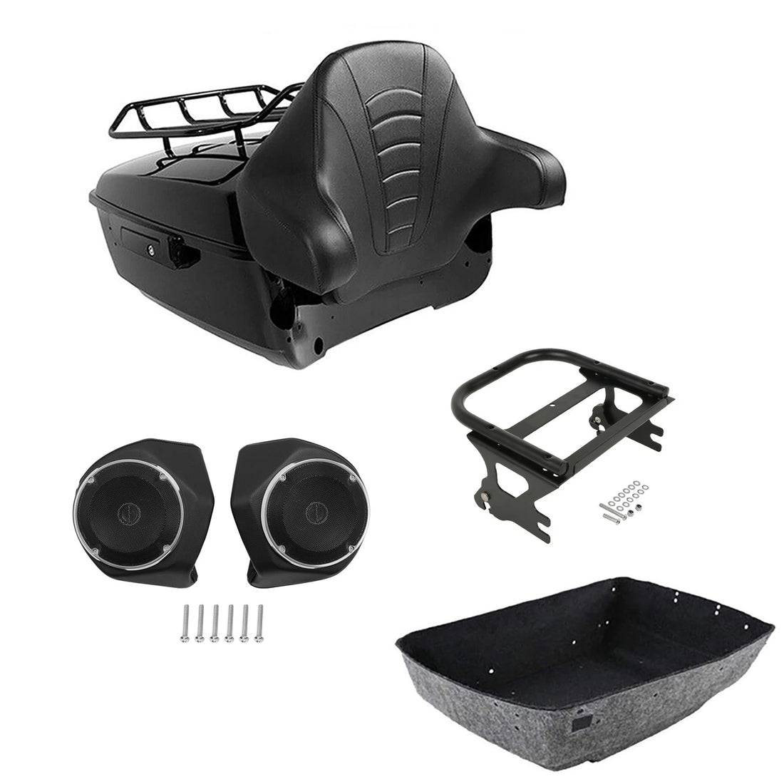 King Trunk Backrest Luggage Rack Speakers Mount Fit For Harley Touring 1997-2008