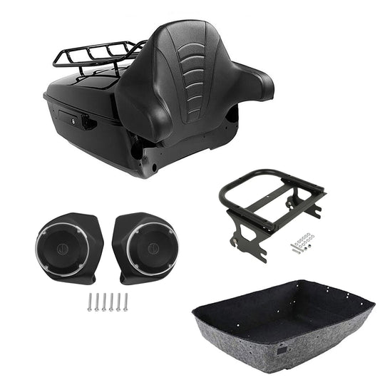 King Trunk Backrest Luggage Rack Speakers Mount Fit For Harley Touring 1997-2008