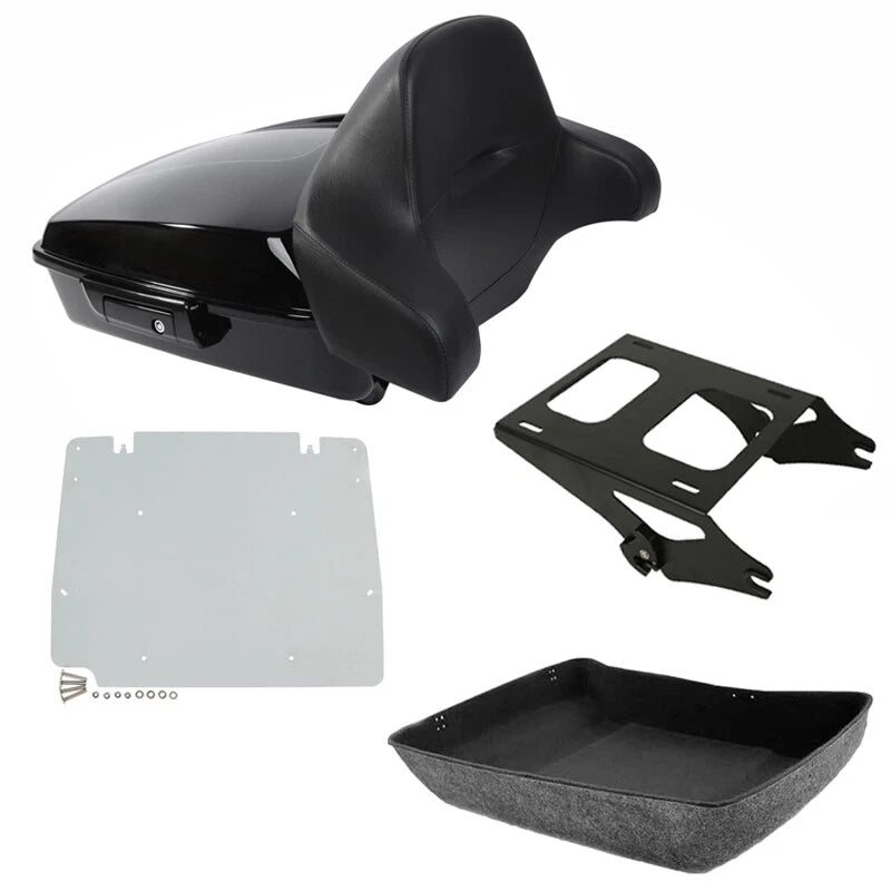 Black Chopped Trunk Pad Mount Plate Fit For Harley Cvo Road Street Glide 2014-26
