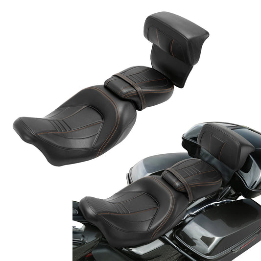 Low Profile Driver Passenger Seat + Backrest Fit For Harley Touring 2014-2023