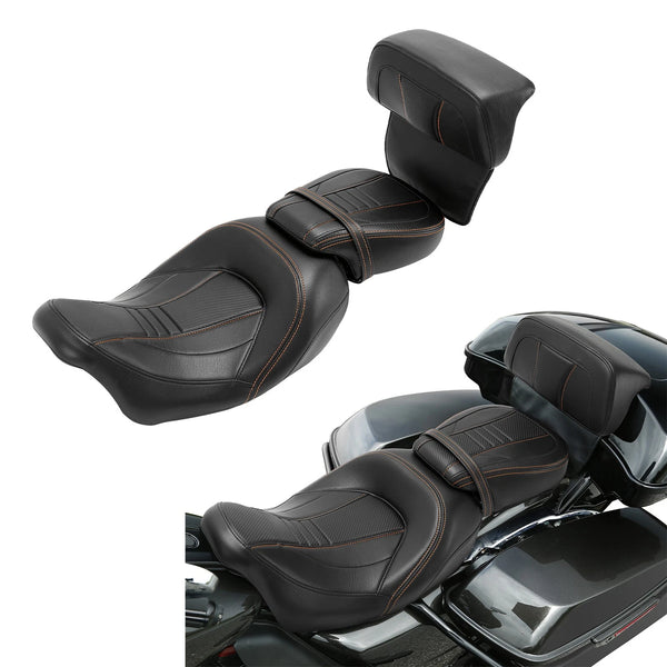 Low Profile Driver Passenger Seat + Backrest Fit For Harley Touring 2014-2023