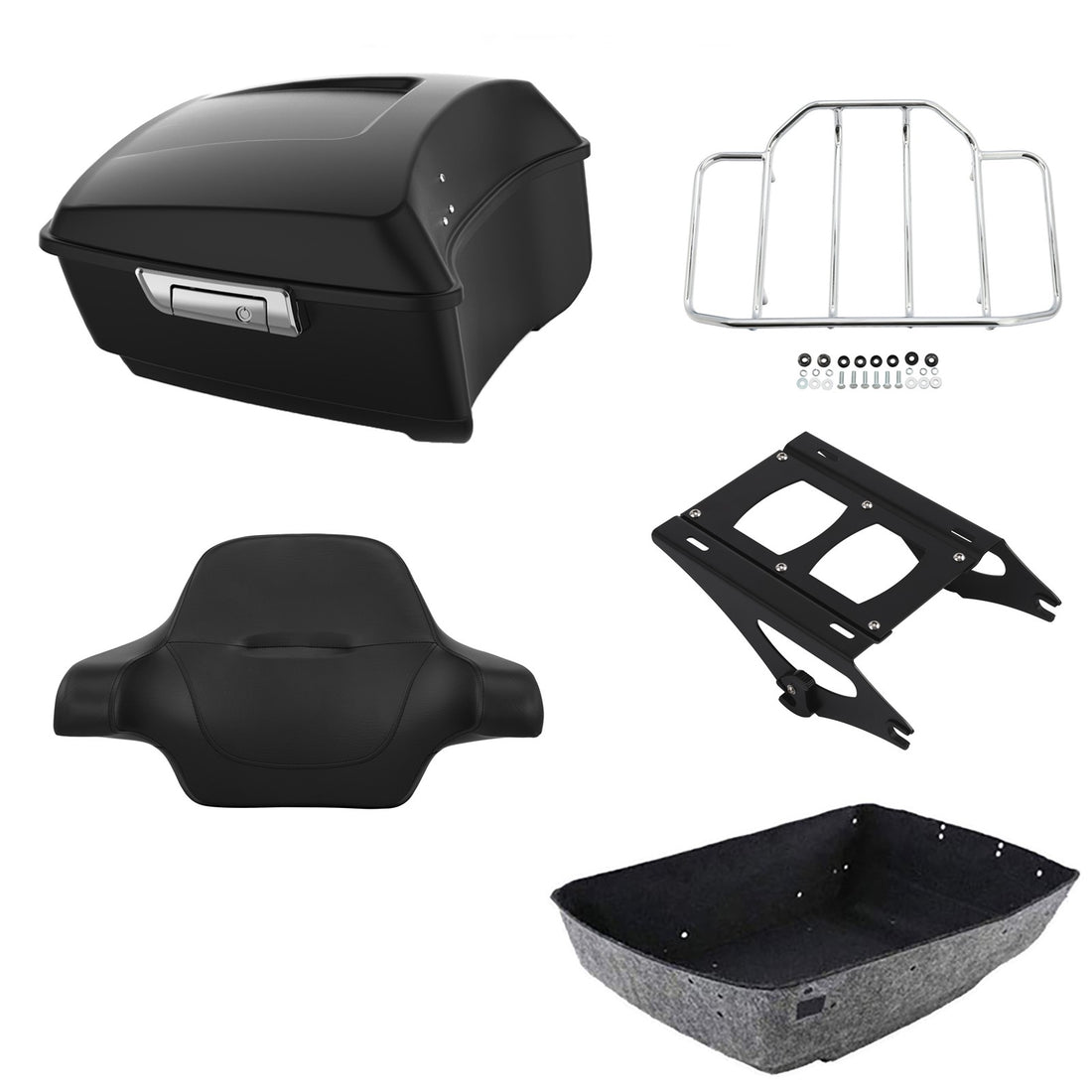 Matte Black King Trunk Backrest Pad Rack Mount Fit For Harley Road Glide 14-2026