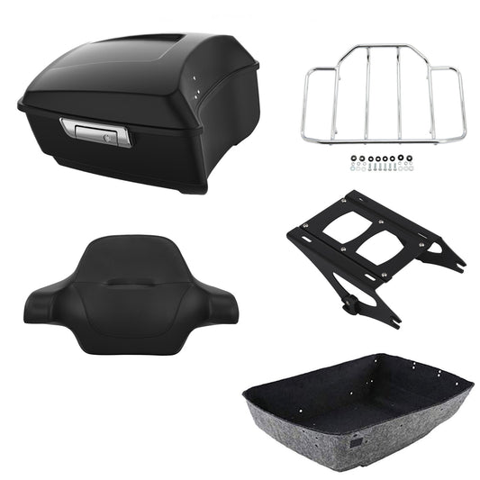 Matte Black King Trunk Backrest Pad Rack Mount Fit For Harley Road Glide 14-2026