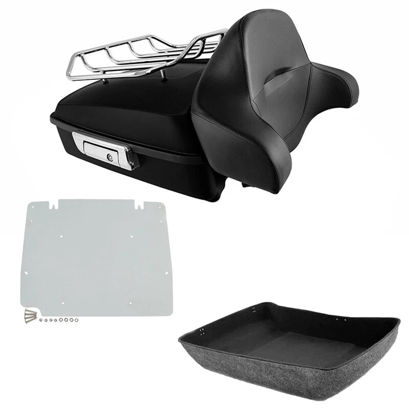 Matte Chopped Trunk Backrest Rack Plate Fit For Harley Touring Road Glide 14-26