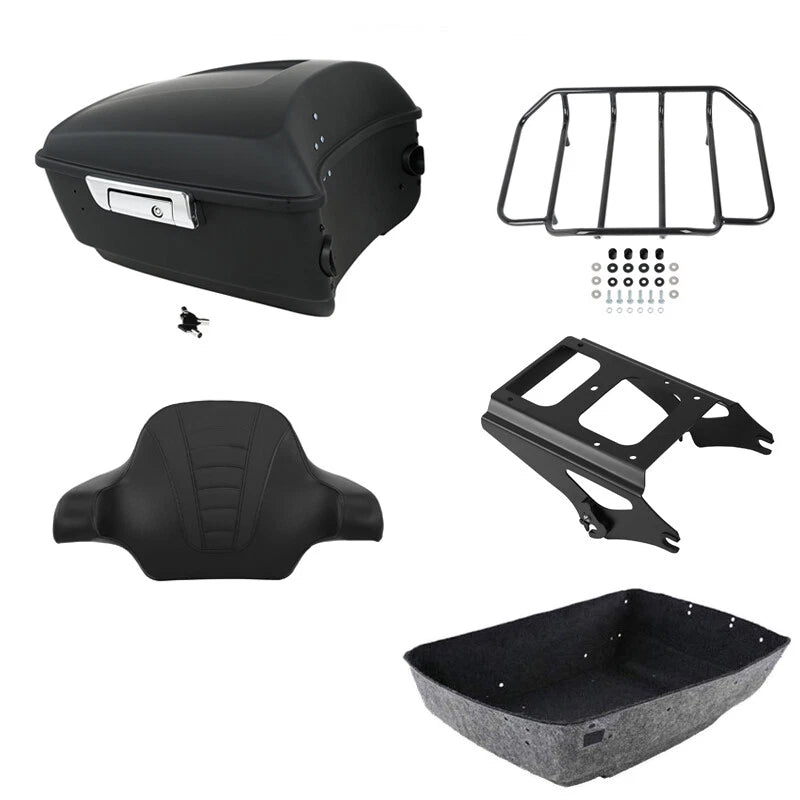 Matte King Trunk Backrest Pad Rack Mount Fit For Harley Touring Road Glide 09-13