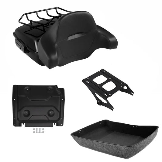 Chopped Trunk Backrest Mount Rack Fit For Harley Touring Cvo Street Glide 14-26