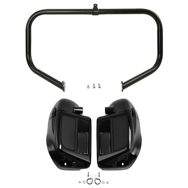 Black Lower Vented Fairings Engine Guard Bar Fit For Harley Street Glide 2014-23