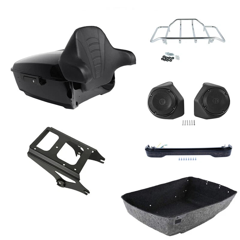 King Trunk Pad Mount Rack Speakers Light Fit For Harley Touring 2009-2013