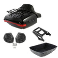 King Trunk Pad Mount Rack Speakers LED Light Fit For Harley Touring 2009-13