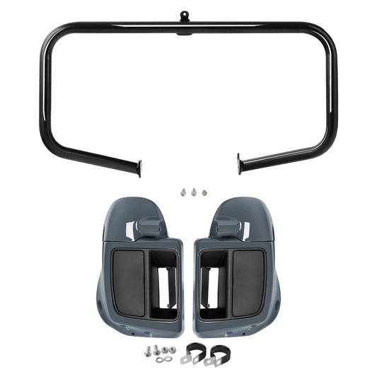 Lower Vented Fairings Engine Guard Bar Fit For Harley Touring 14-23 Gunship Gray