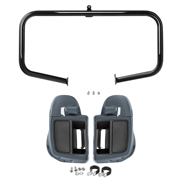 Lower Vented Fairings Engine Guard Bar Fit For Harley Touring 14-23 Gunship Gray