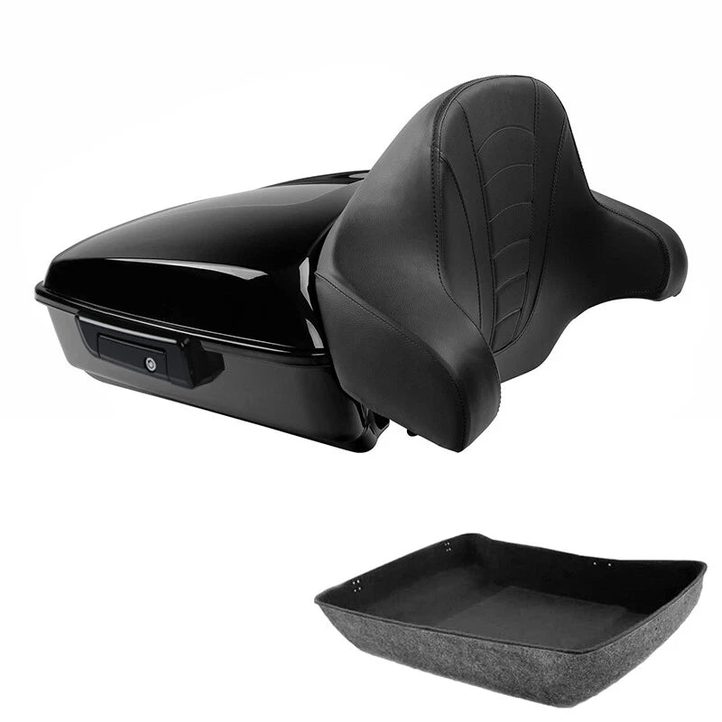 Black Chopped Trunk Backrest Pad Fit For Harley Touring Cvo Road Glide 2014-2026