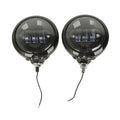 Pair Black 4.5" LED Fog Light Passing Auxiliary Lamp & Housing Bucket For Harley