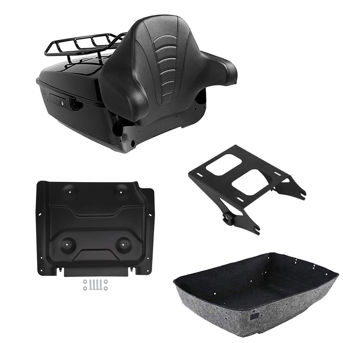 Black King Trunk Luggage Pad Mounting Rack Plate Fit For Harley Touring 2014-26