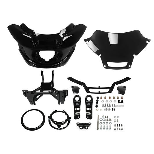 Black Headlight Fairing Windshield Mount Bracket Fit For Harley Low Rider ST 22+