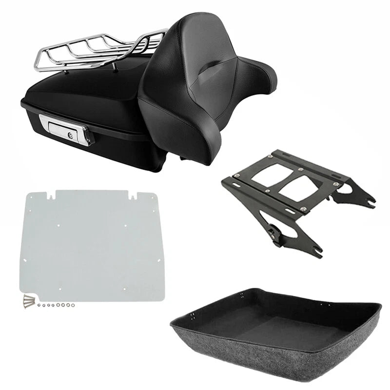 Matte Chopped Trunk Pad Rack Mount Plate Fit For Harley Touring Road King 14-26