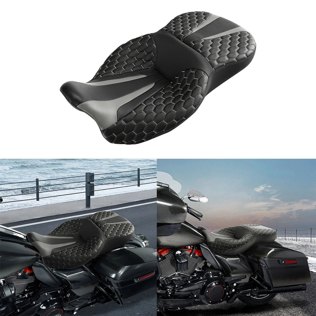 One Piece Two Up Driver Passenger Seat Fit For Harley Electra Glide Ultra 09-23