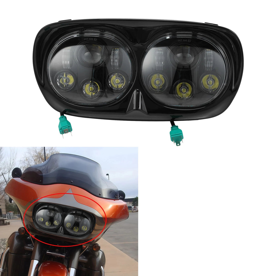 5.75" Dual LED Projector Headlight Lamp Fit For Harley Road Glide FLTR 1998-2013