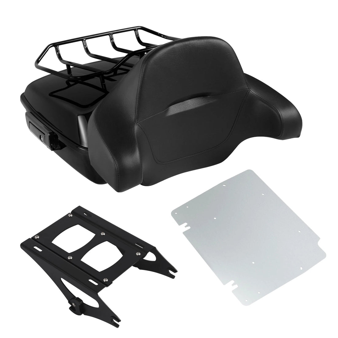 Chopped Trunk W/ Pad & Plate + Mount Rack Fit For Harley Street Road Glide 14-25