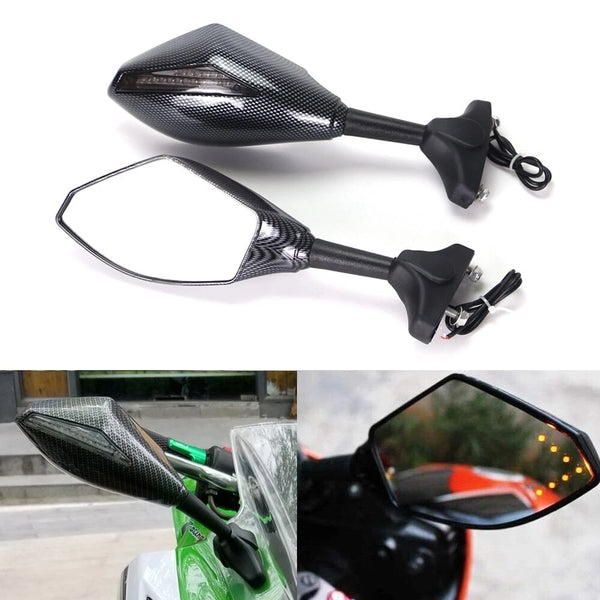 Racing Rearview Mirrors & Turn Signals LED For Triumph TT600 Trophy 1200 Carbon