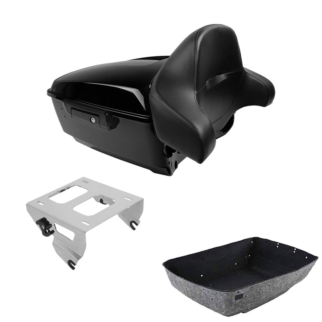 King Trunk Backrest Solo Mount Rack Fit For Harley Touring Cvo Road Glide '14-26