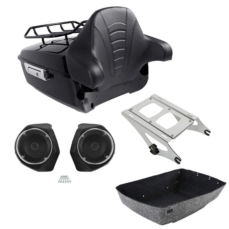 King Trunk Luggage Rack Backrest Pad Speakers Fit For Harley Touring 2014-2026