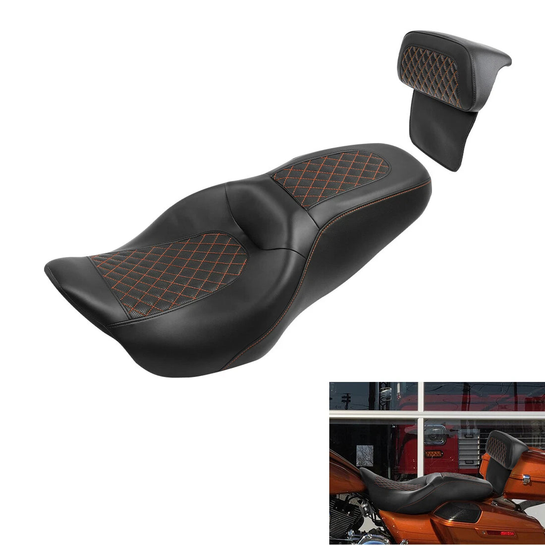 Driver Passenger Seat & Backrest Fit For Harley Touring 2014-2023 2022 2021 2020
