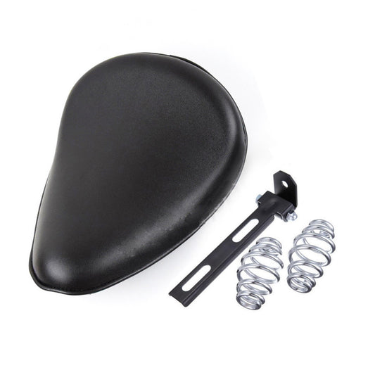 Black PU Leather Solo Drive Seat Spring & Bracket For Harley Chopper Bobber