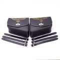 Pair Black PU Leather Eagle Saddlebags Pouch Saddle Bag For Harley Honda Suzuki