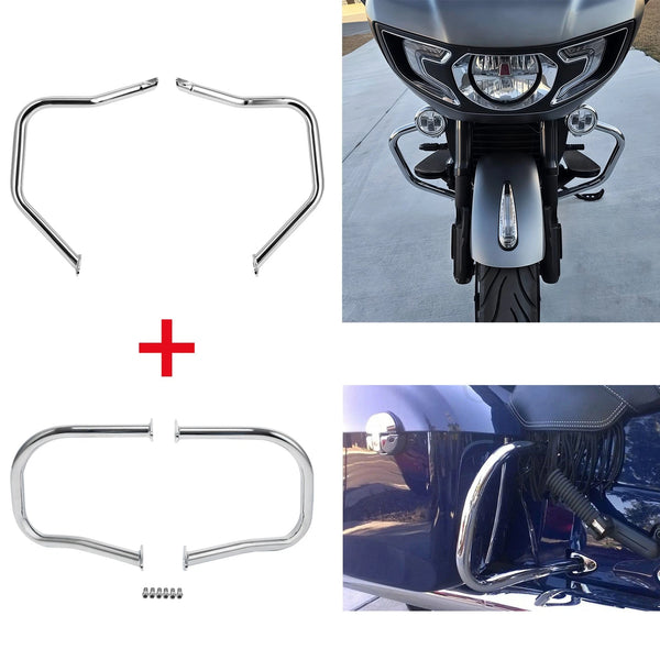 Fit For Indian Challenger Front Engine Guard Highway Rear Saddlebag Crash Bars