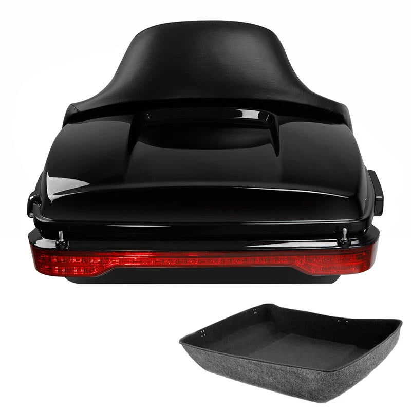 Chopped Trunk Backrest Pad LED Light Fit For Harley Cvo Road Street Glide 14-26