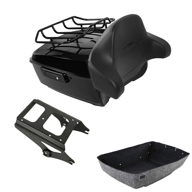 Black King Trunk Backrest Luggage Rack Mount Fit For Harley Touring 2009-13