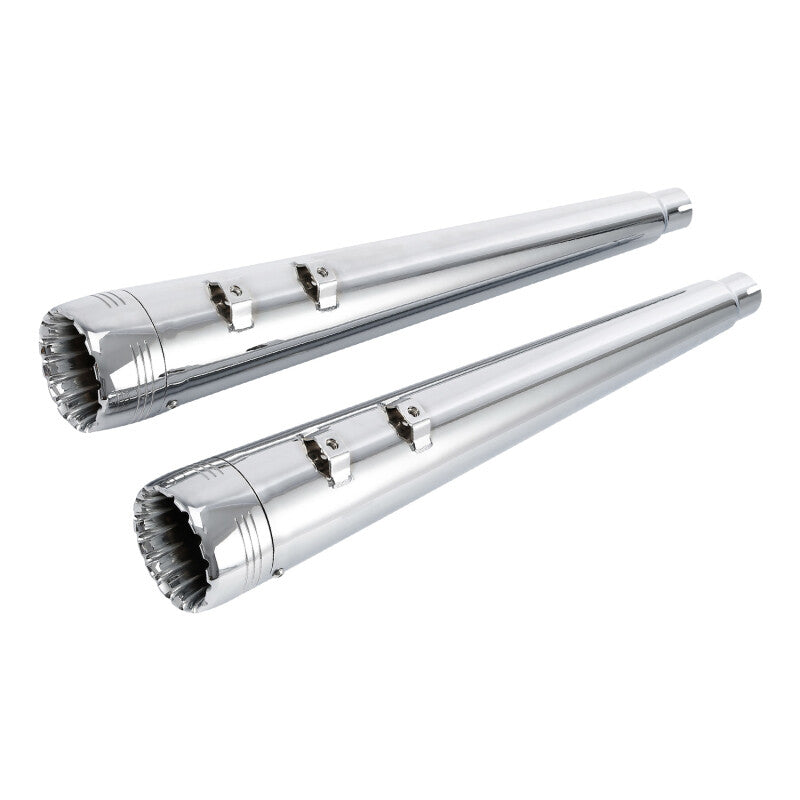 Chrome 4" Slip on Megaphone Mufflers Exhaust Pipes Fit For Harley Touring 95-16