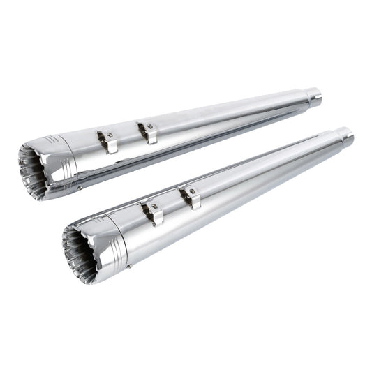Chrome 4" Slip on Megaphone Mufflers Exhaust Pipes Fit For Harley Touring 95-16